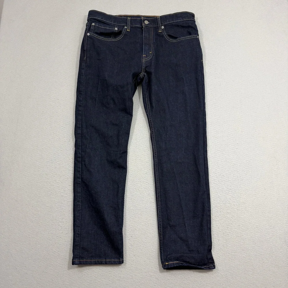Levis 502 Regular Taper Jeans Men's 34x30 Blue Dark Wash Stretch Denim Western